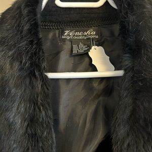Unique Venesha vintage angora sweater/coat w fur/mink trim. Ex condition. Sz L